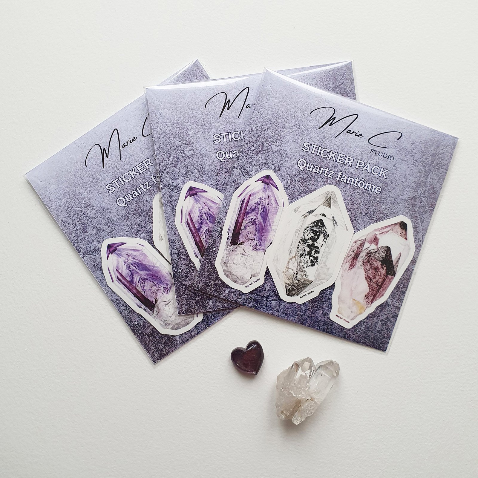 Pack stickers quartz fantôme 5 Pack de 3 autocollants stickers de quartz fantôme, à coller un un PC portable, une gourde, un cahier