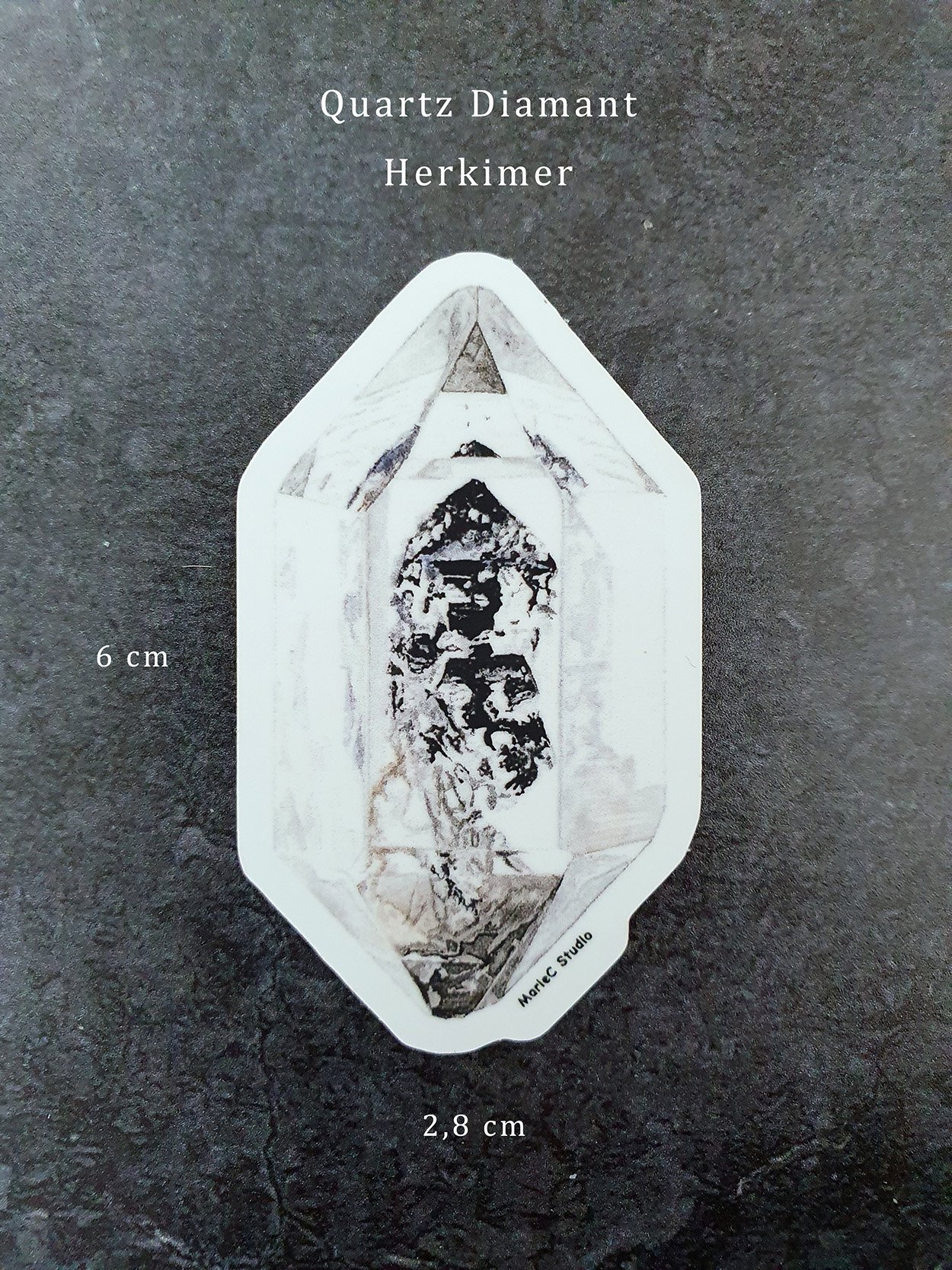 Pack stickers quartz fantôme 3 Sticker autocollant de quartz diamant Herkimer, pour les collectionneurs de minéraux