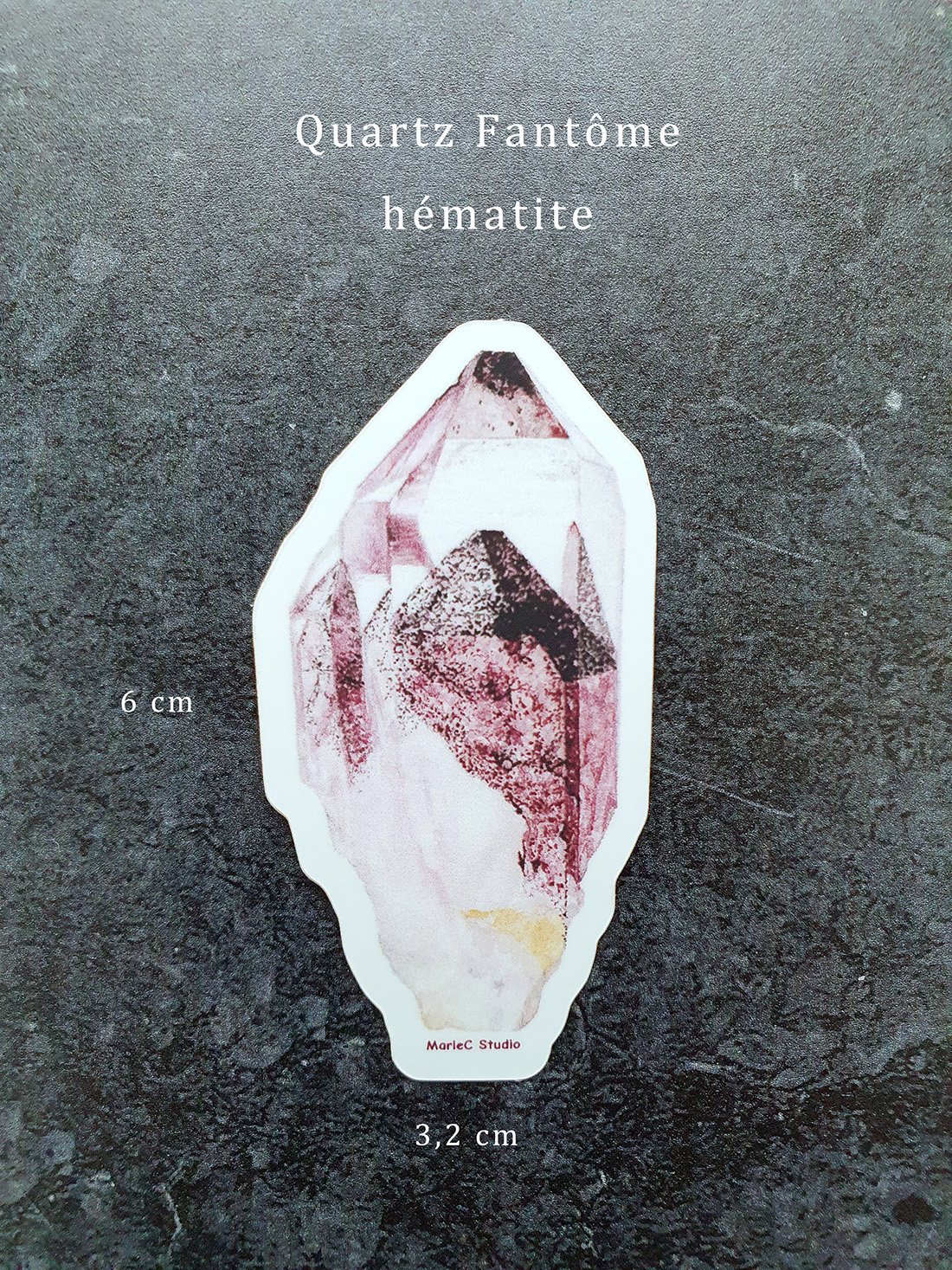 Pack stickers quartz fantôme 4 Sticker autocollant de quartz fantôme hématite, pour les collectionneurs de minéraux